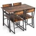 5PCS Dining Table Set Industrial Rectangular Table w/ Storage Rack & Metal Frame