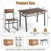 5PCS Dining Table Set Industrial Rectangular Table w/ Storage Rack & Metal Frame