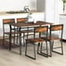 5PCS Dining Table Set Industrial Rectangular Table w/ Storage Rack & Metal Frame