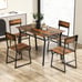 5PCS Dining Table Set Industrial Rectangular Table w/ Storage Rack & Metal Frame