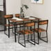 5PCS Dining Table Set Industrial Rectangular Table w/ Storage Rack & Metal Frame