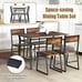 5PCS Dining Table Set Industrial Rectangular Table w/ Storage Rack & Metal Frame