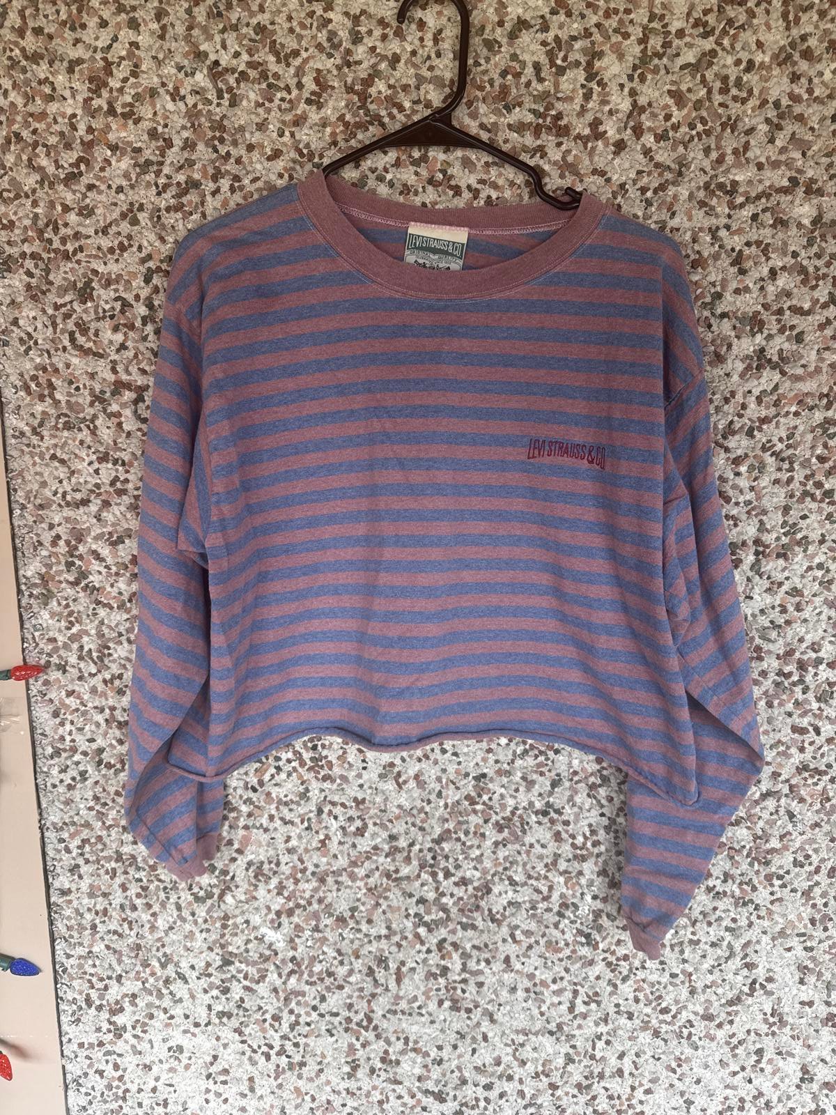 Vintage Levis USA Striped Long Sleeve Shirt | Cropped Fit | Size L
