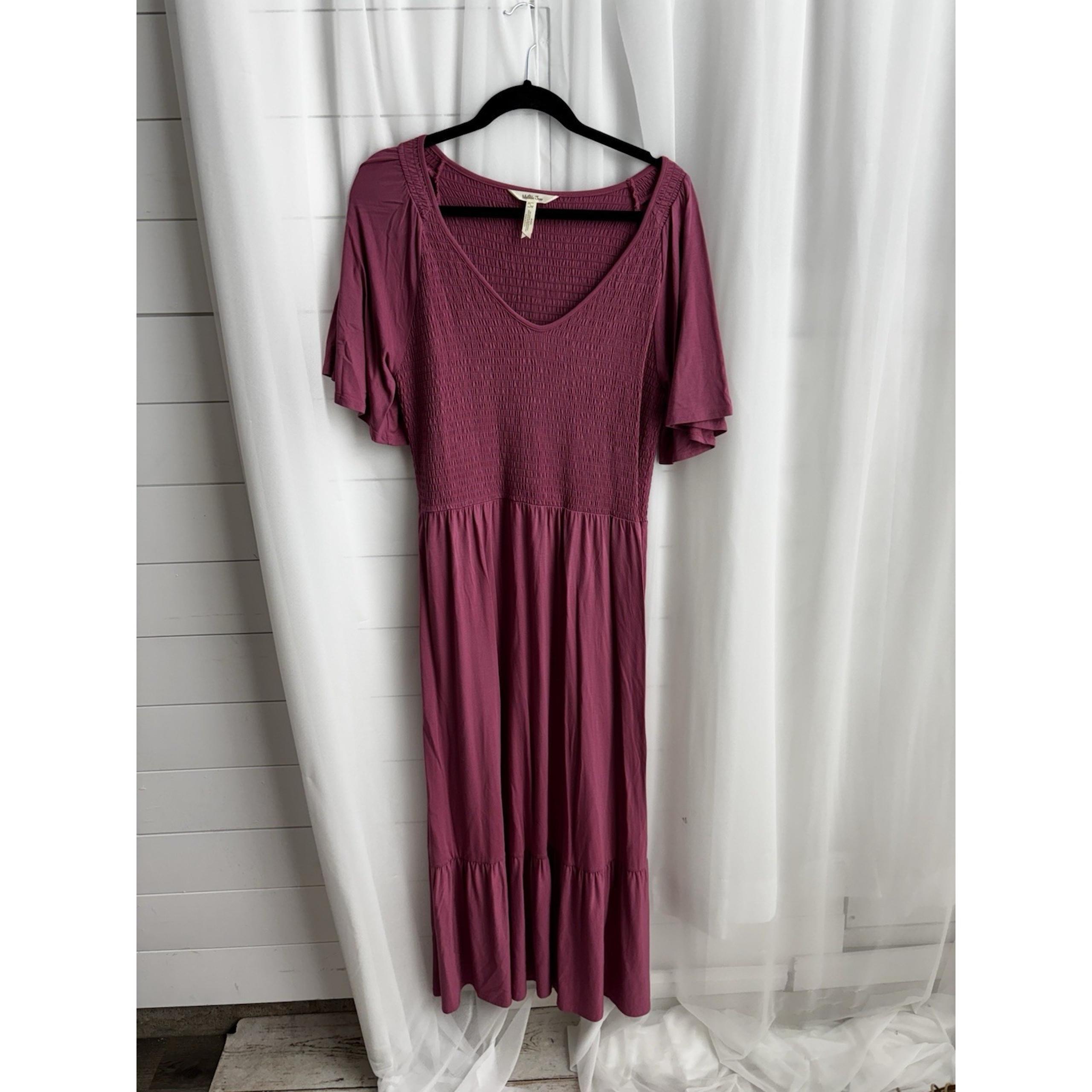 Matilda Jane Women's Size L Dusty Rose Smocked Tiered Midi Length Dress