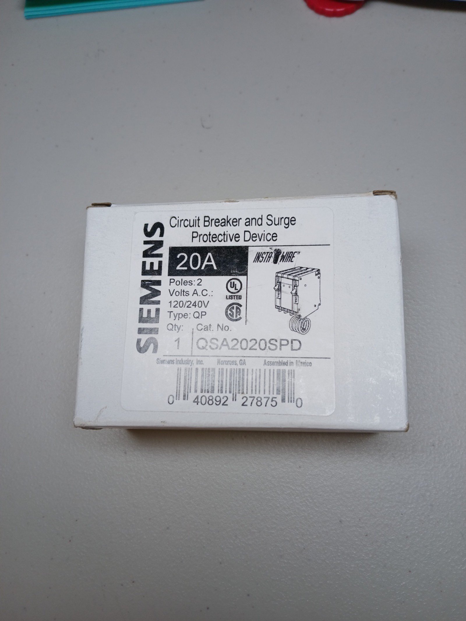 Circuit Breaker Surge Protective Device Siemeins 20A