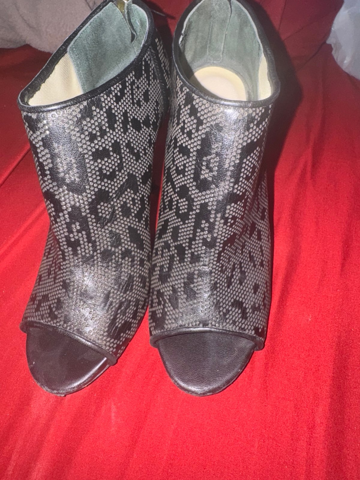 Jimmy Choo Hector Leopard Print Leather Peep Toe Bootie