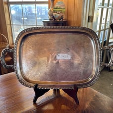 Vintage Oneida Silverplate Rope Twist Tray with Scroll Handles