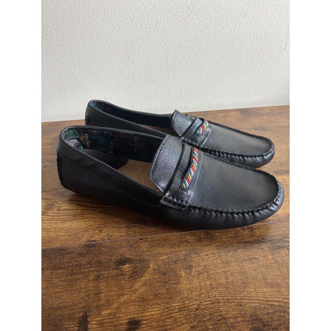 Robert Graham Black Hart Ii Leather Casual Slip On Loafers RGS5100II Size 10.5
