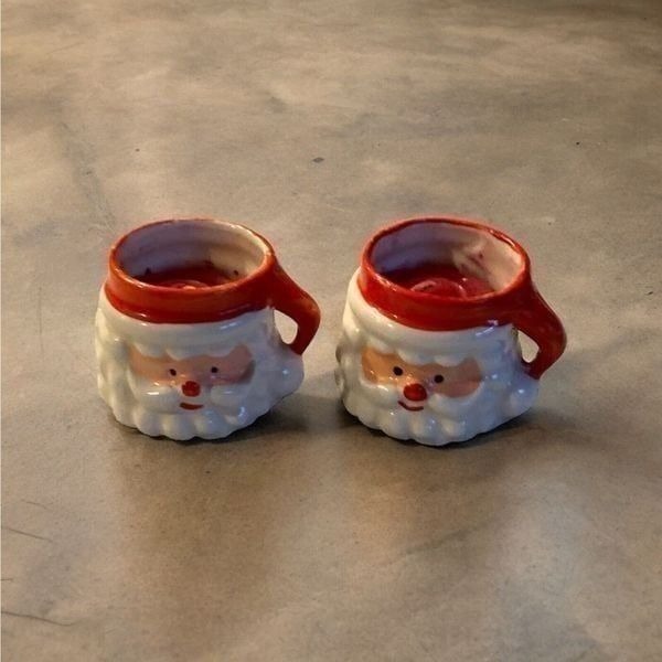 Miniature Santa Mug Mini Made in Japan Colonial Sticker Vintage With Candles