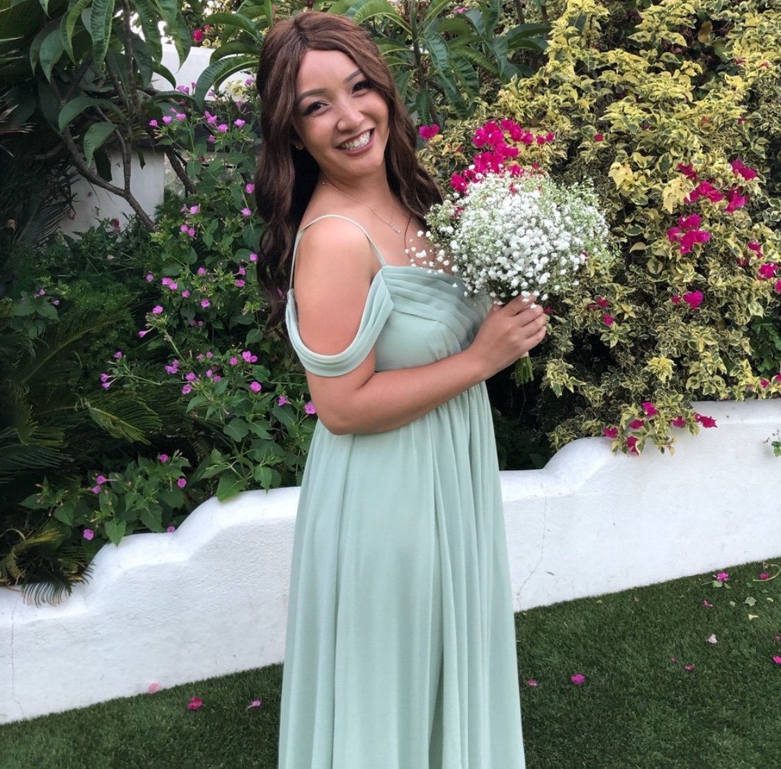 Azazie Dusty Sage Bridesmaid Dress Size 8