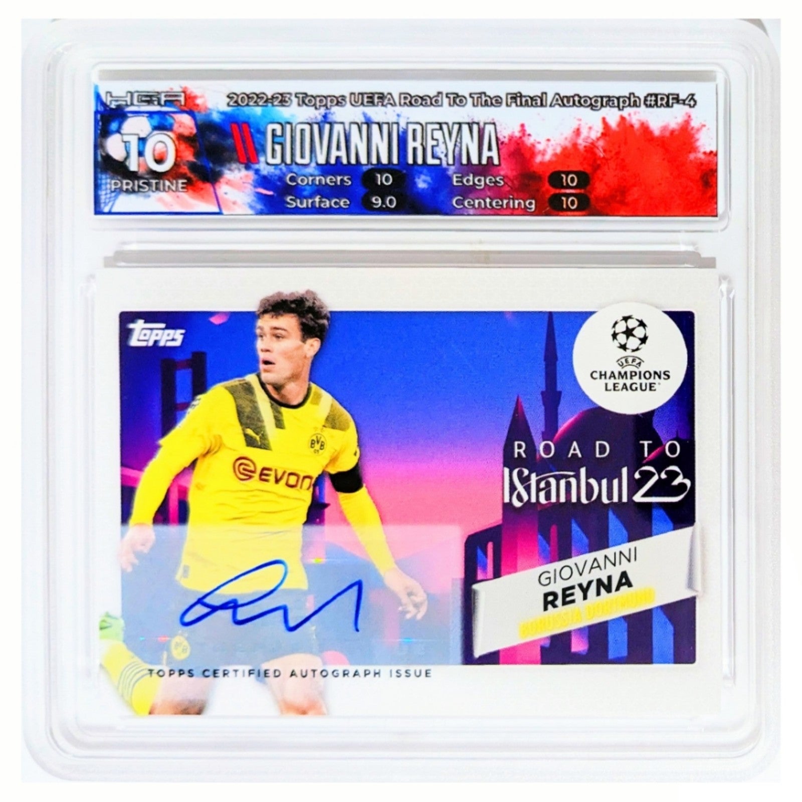 HGA 10 Auto 10 22-23 Topps UCC GIOVANNI REYNA 74 /100 AUTO ROAD TO ISTANBUL USA