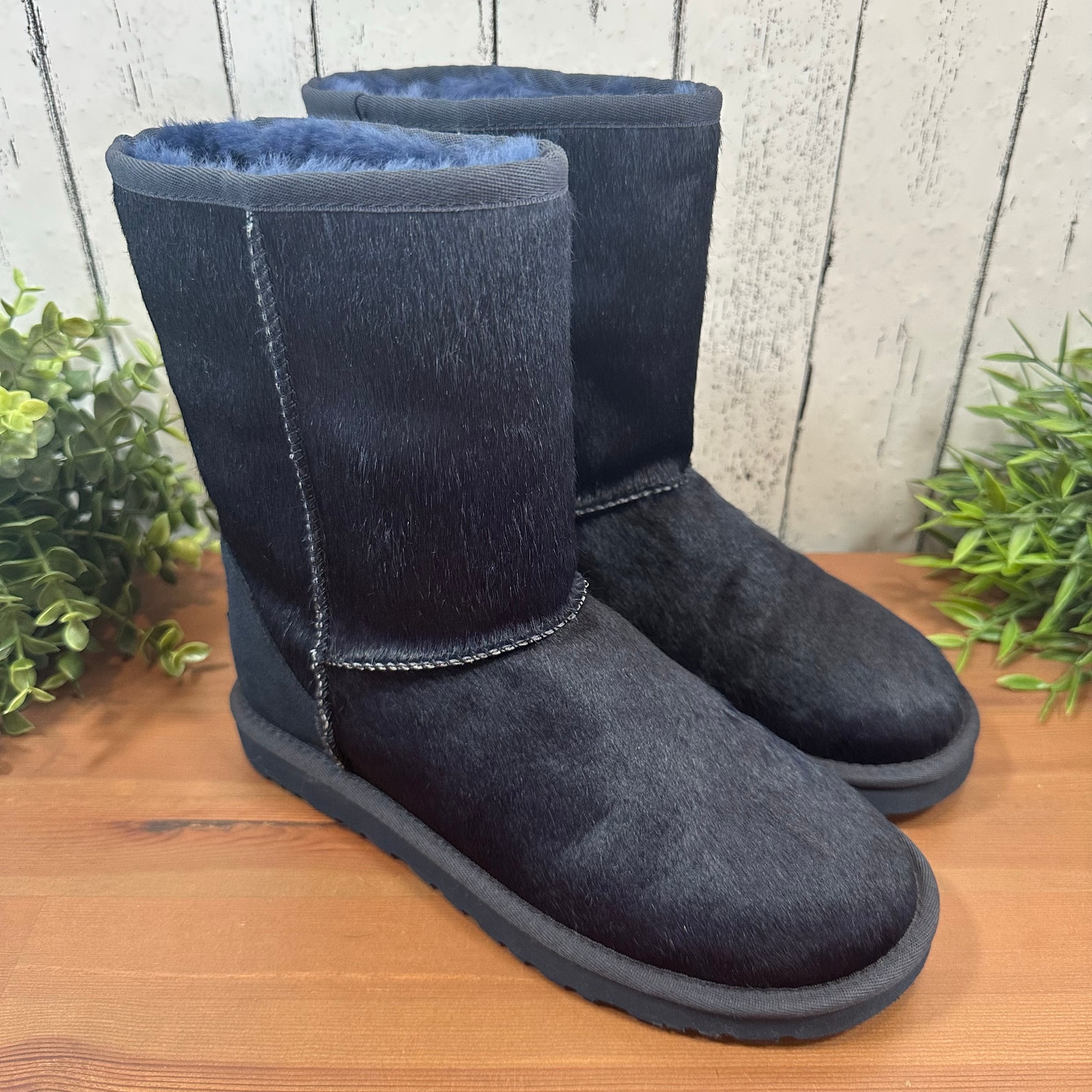UGG Women's Calf Hair Navy Blue Classic Boots Limited Edition Size 7