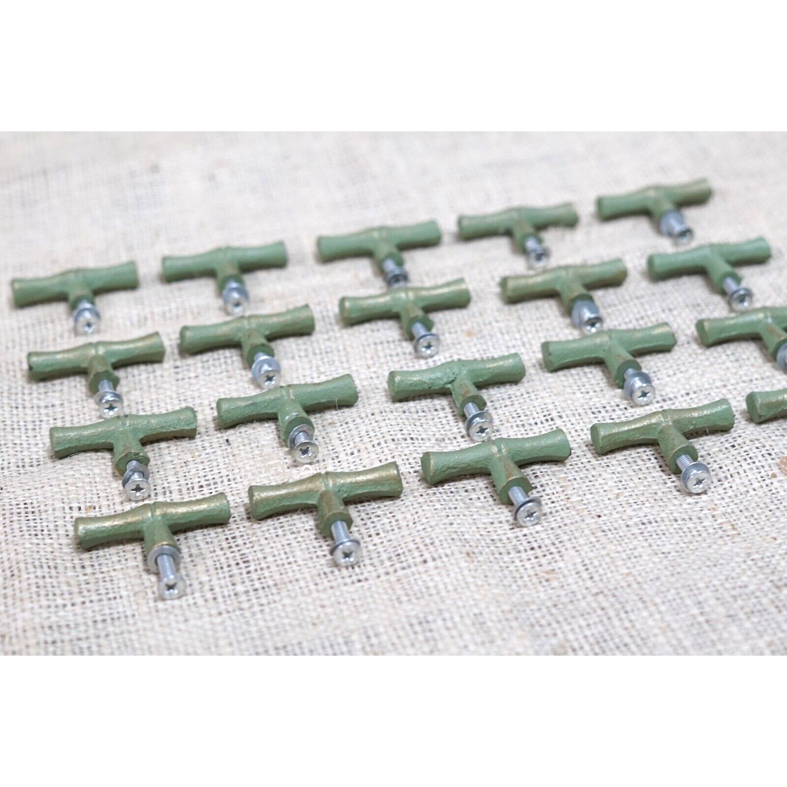 20 Bamboo Pulls T Handles Drawer Knobs Cabinet Pulls CAST IRON Hardware Small