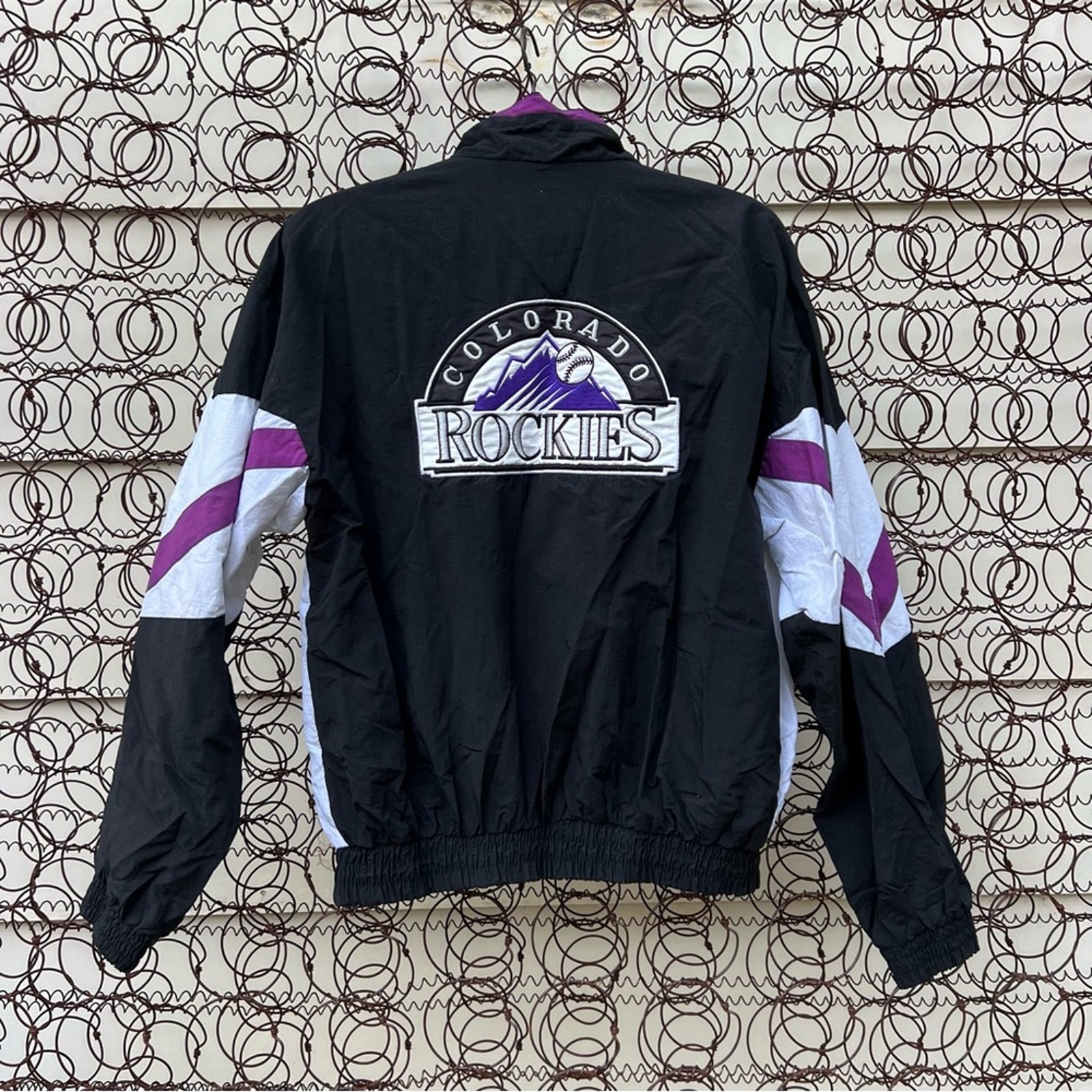VTG 90s Colorado Rockies Reebok Color block Embroidered MLB Windbreaker Jacket L