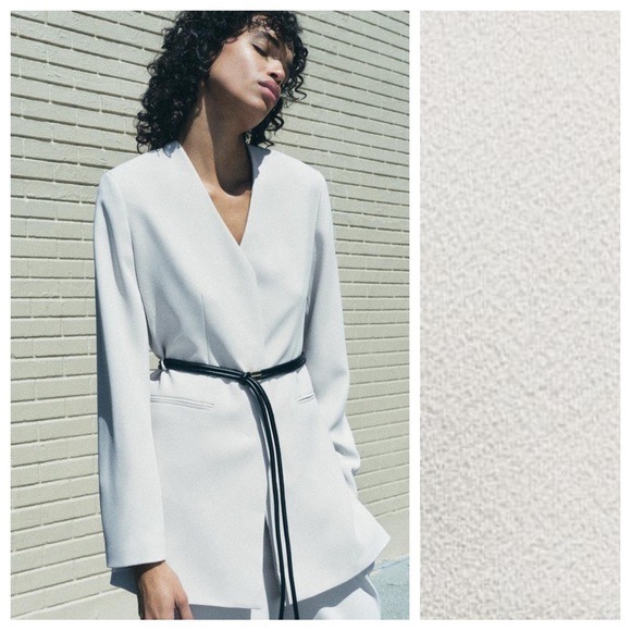 NWT. Zara ZW Collection Ice Viscose Blend Belted Jacket. Size S.