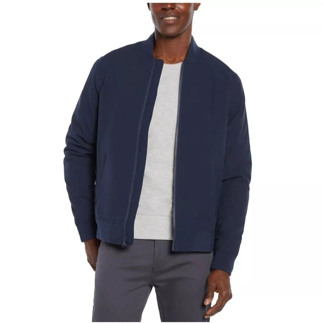 Banana Republic Men's Size M Bomber Jacket Moisture Resistant Zip Logo Blue NWT