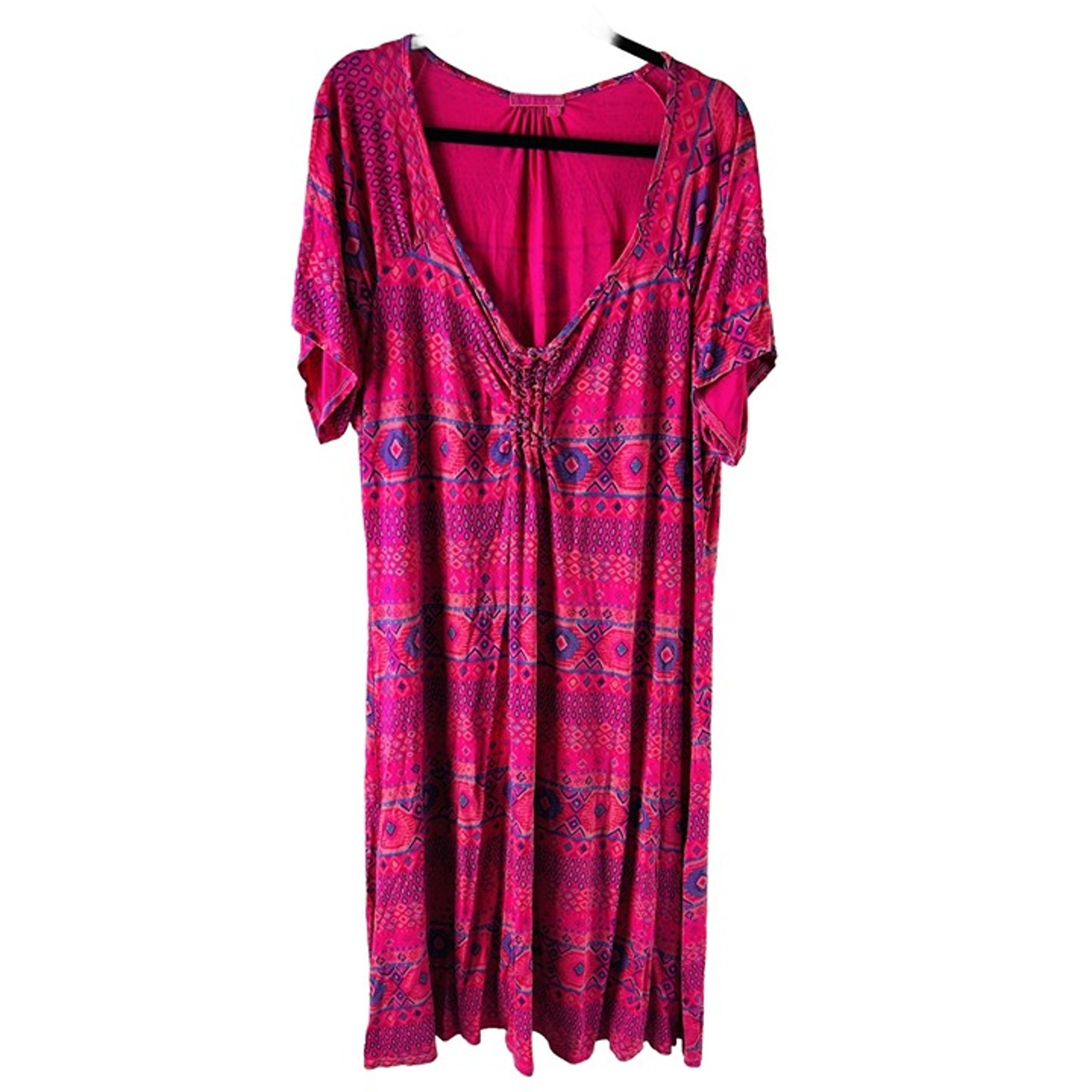 Fresh Produce Womens 1XL Cotton Western Navajo Print Midi Ankle Dress USA
