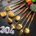 Professional Wooden Handle Gold utensils