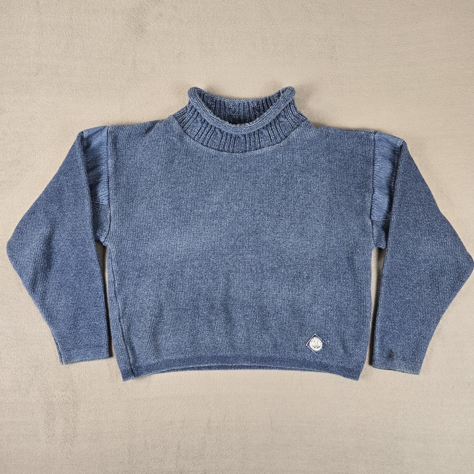 Vintage BLUE WILLI'S Sweater Womens Medium Blue Chunky Knit Made In DENMARK