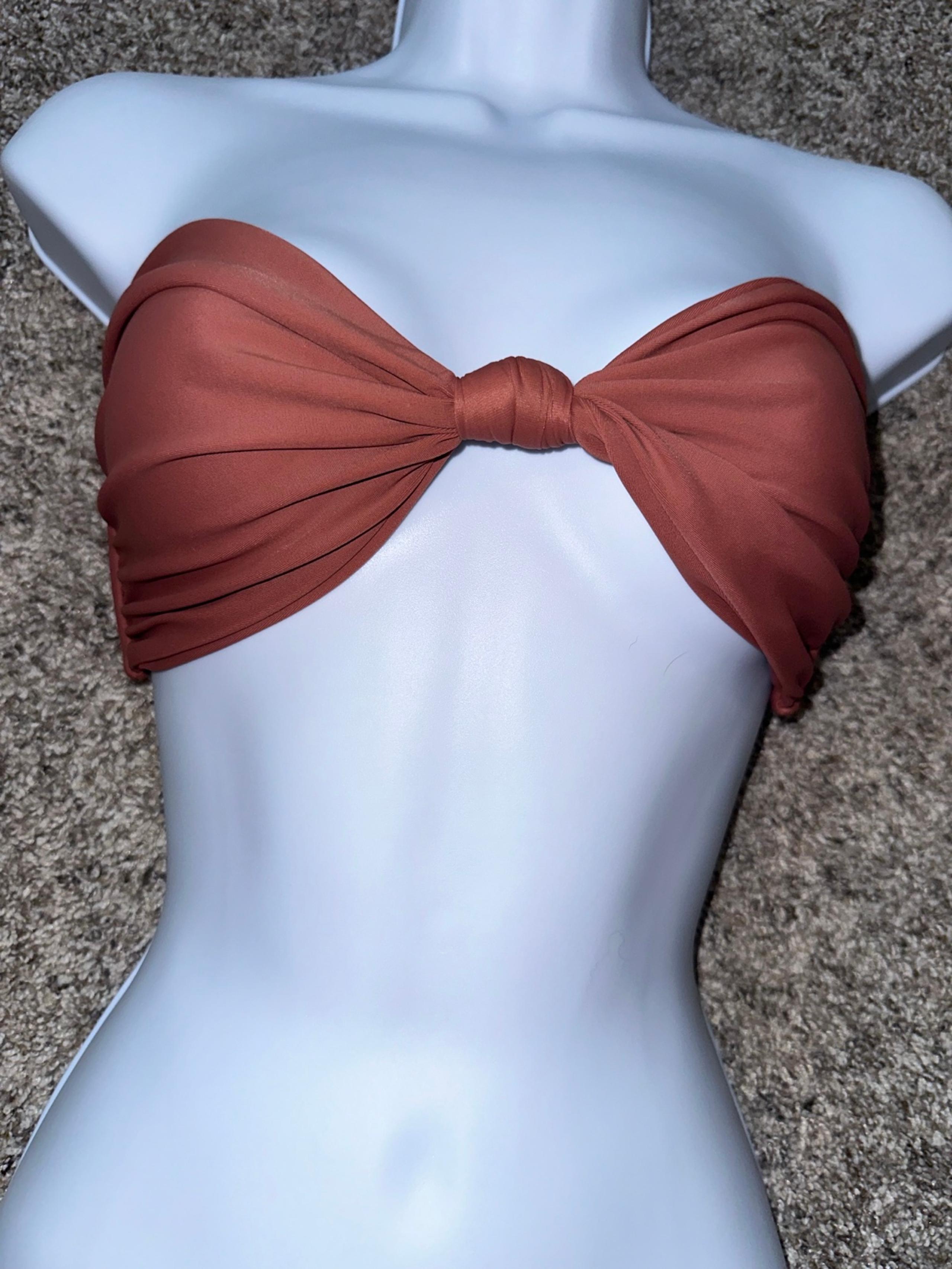 MIKOH REVOLVE Kori Bandeau Twist Bikini Top Clay Brown NWOT Size M