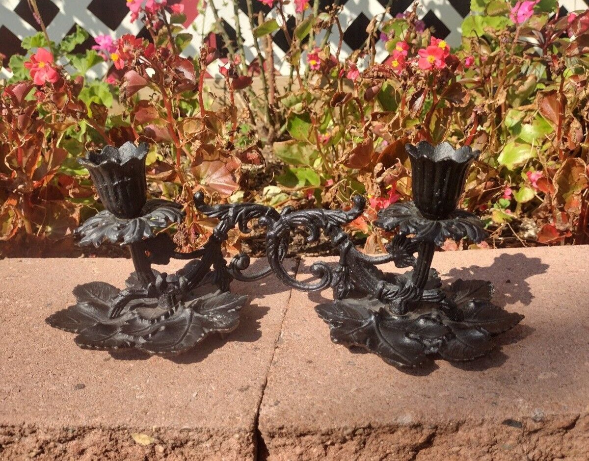 Virginia Metalcrafters Black Grape Cluster - Art Nouveau Candle Holders - 16-25