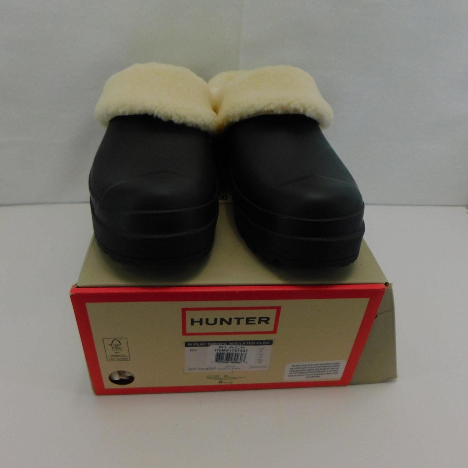 Hunter Black Women's Play Sherpa Insulated Clog Size 10 New