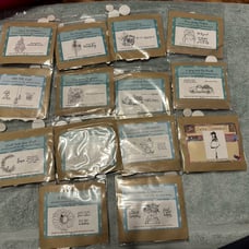 **LOT** FOURTEEN Sets Unity Stamp Co Red Rubber, Unmounted Medium Stamp Sets