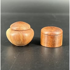 Dollhouse Miniature Artist M Hunt Rose Bush Wood Lidded Jars New Zealand Signed
