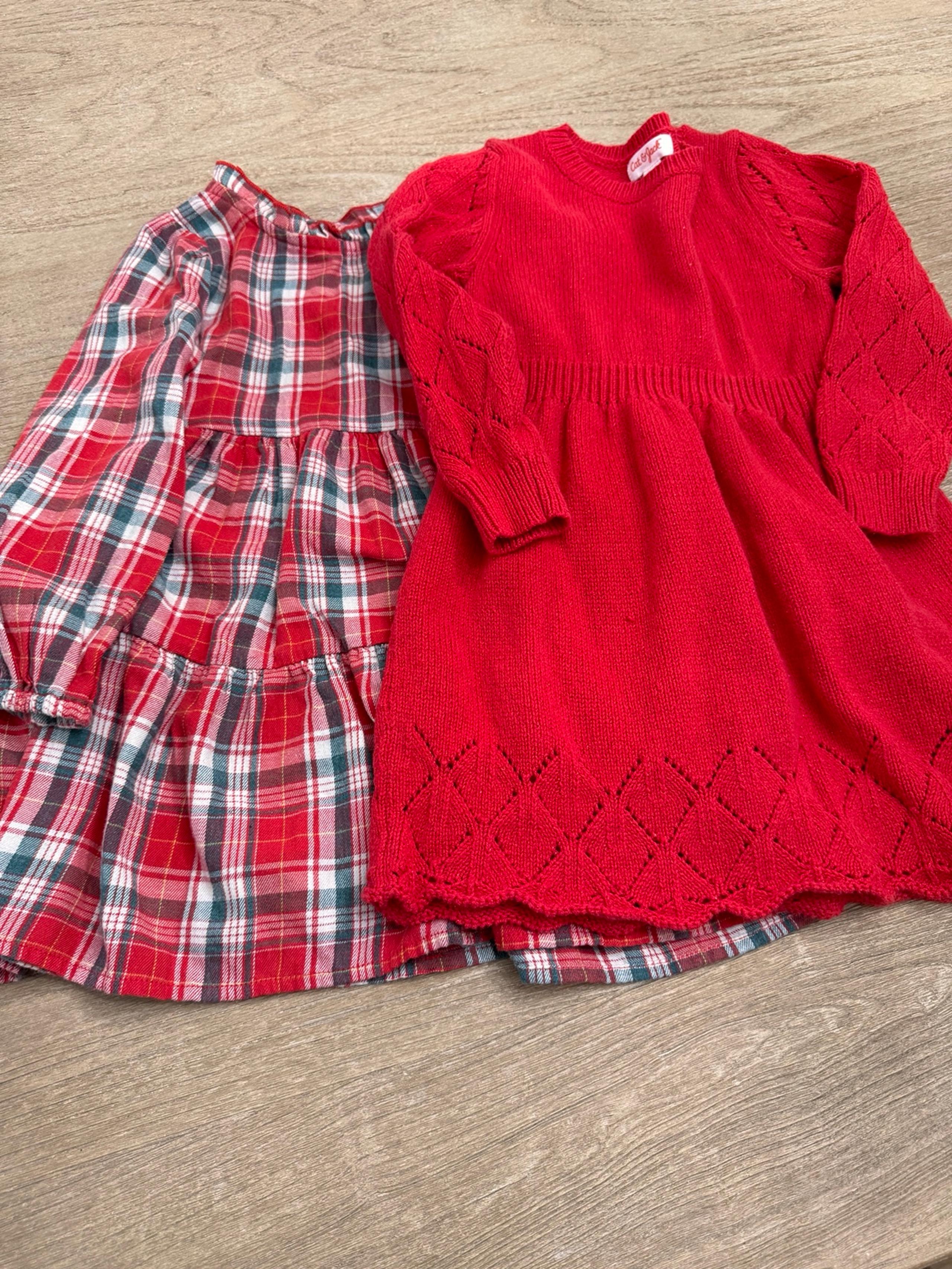 Cat & Jack plaid and red sweater dresses 3T