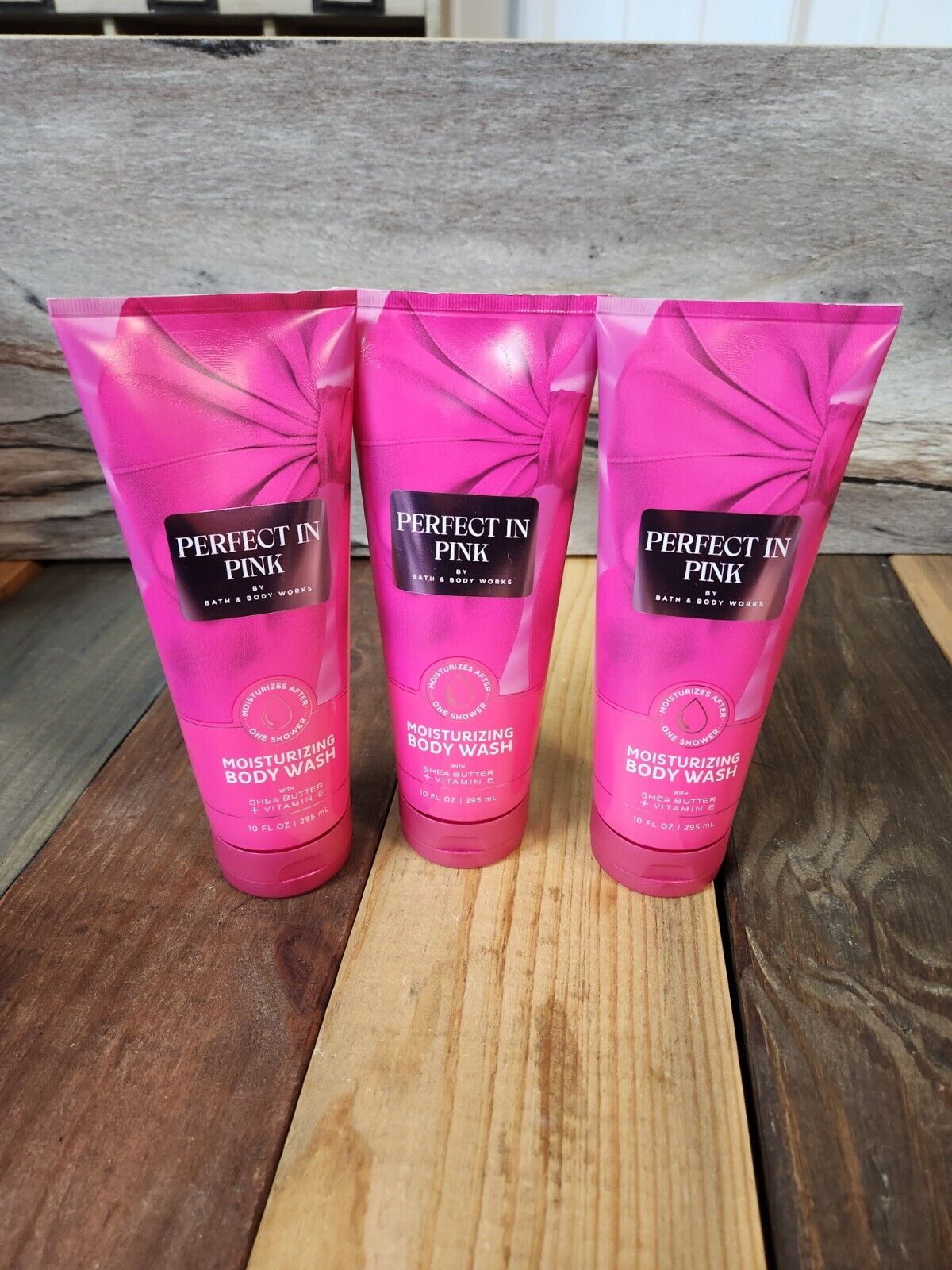 3PK Bath & Body Works Perfect in Pink Moisturizing Body Wash 10 oz