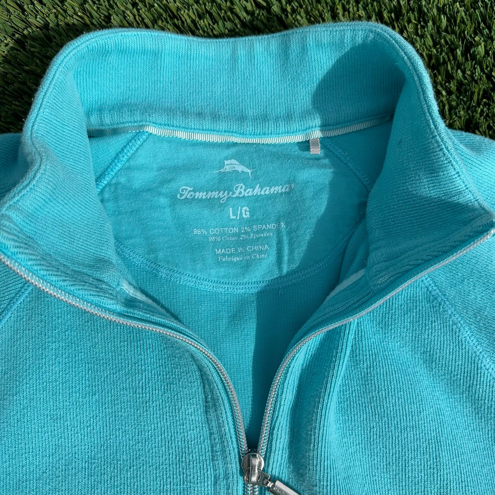 Tommy Bahama Jacket Men’s Blue Cotton Full Zip Sweater Size Large Casual xaoaDsO8w well sale