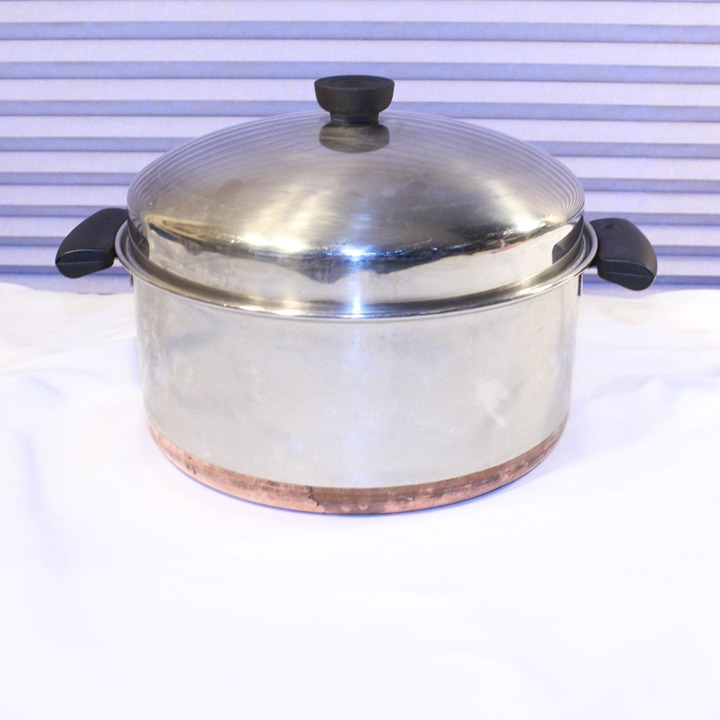 Revere Ware 1801 6 Qt Copper Bottom Domed Lid Dutch Oven Stock Pot 10.5 x 4.75
