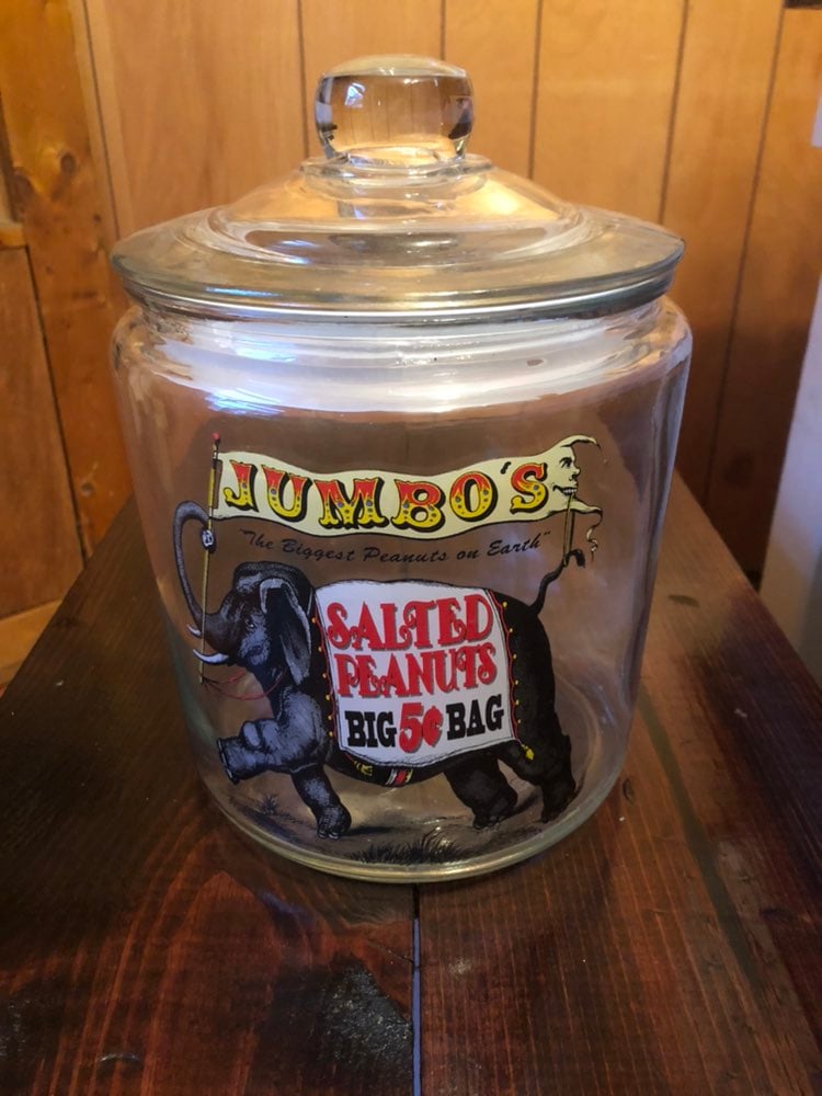 Rare salted jumbo peanuts counter jar