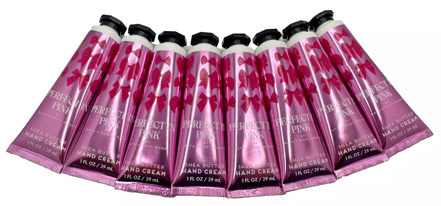 Bath & Body Works LOT of 8 Travel Mini Perfect In Pink Hand Creams 1 oz Lotions