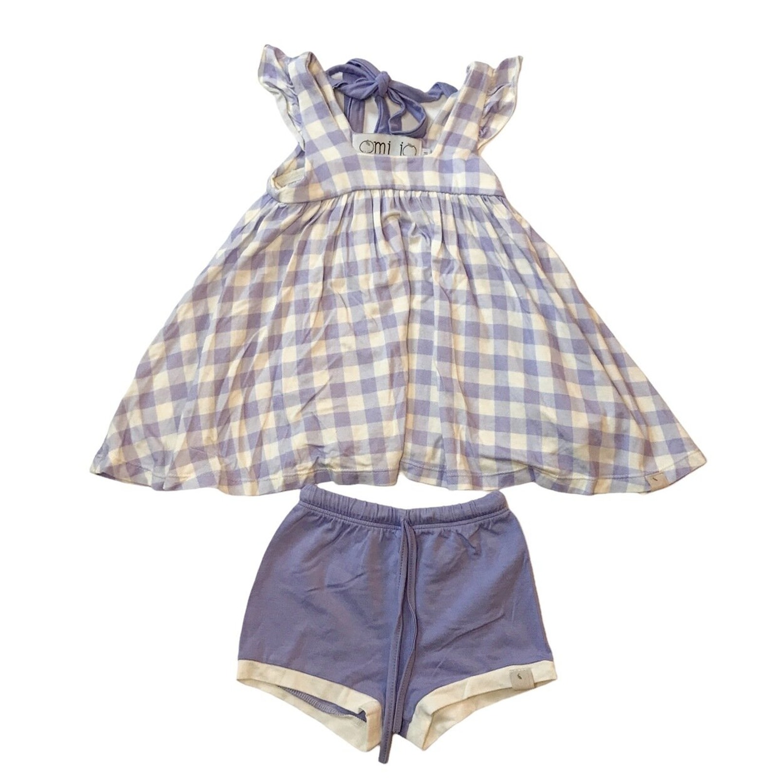Omi Jo Well Dressed Wolf Purple Gingham Aunt Heart Dress & Shorts 6M