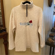 Vintage WASHINGTON D.C. Embroidery Red Rose 1/4 Zip Sweater Size Large