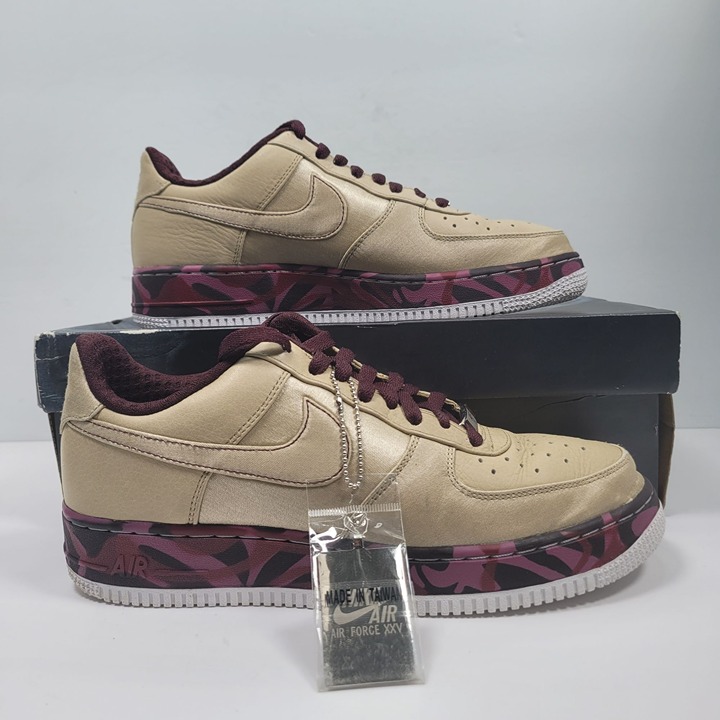 Nike Air Force 1 Premium 07 Women's Burgundy Gold Sneakers 315186-221 US Size 9