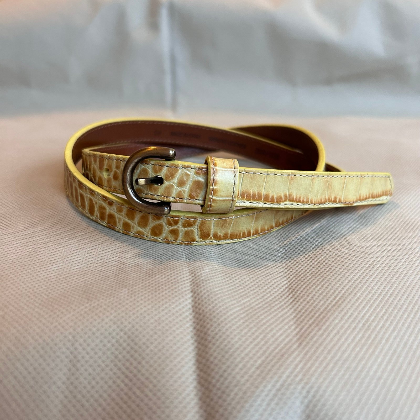 Lands’ End Gunuine leather croc embossed Belt size 32/80