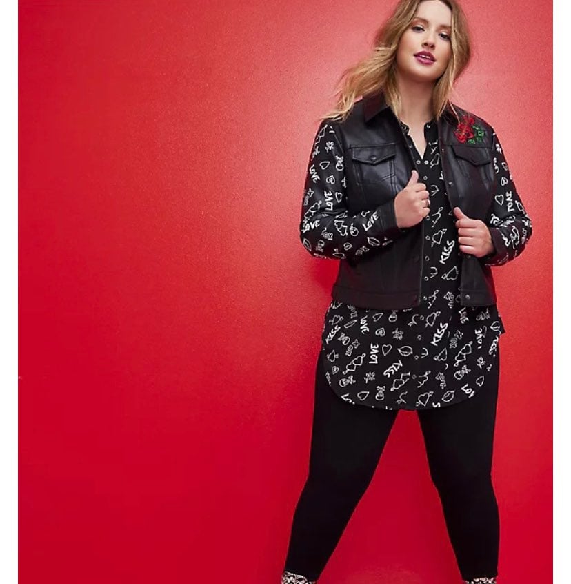BETSEY JOHNSON EMBROIDERED TRUCKER JACKET - FAUX LEATHER
