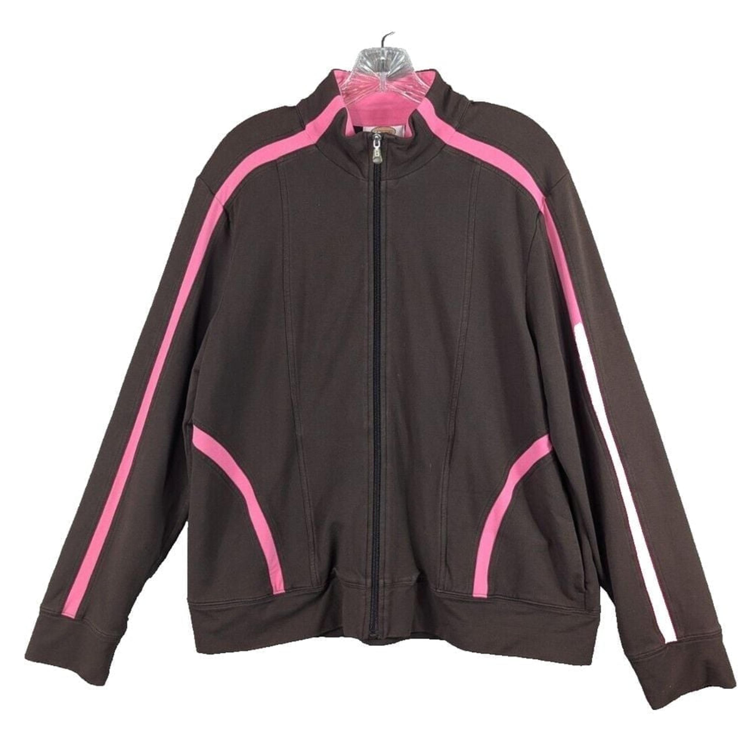 Talbots Full Zip Jacket Athleisure Brown Pink Cotton Stretch Macau Women's XL