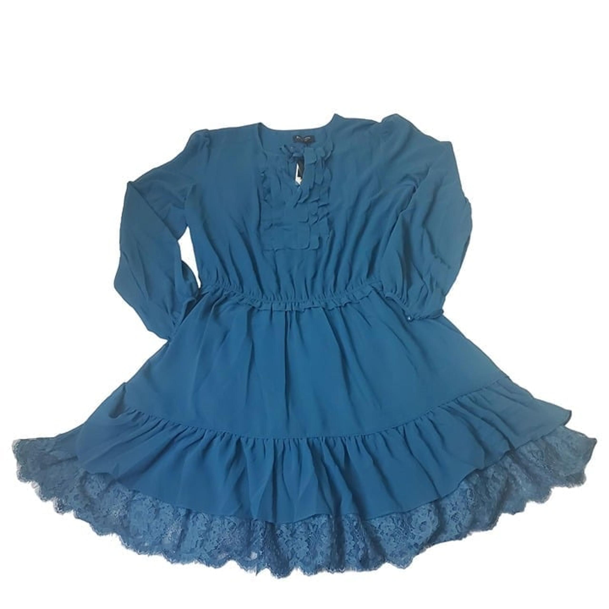 Juicy Couture dress womens size XL Eloquent Petrol solid ruffle flirty dress new