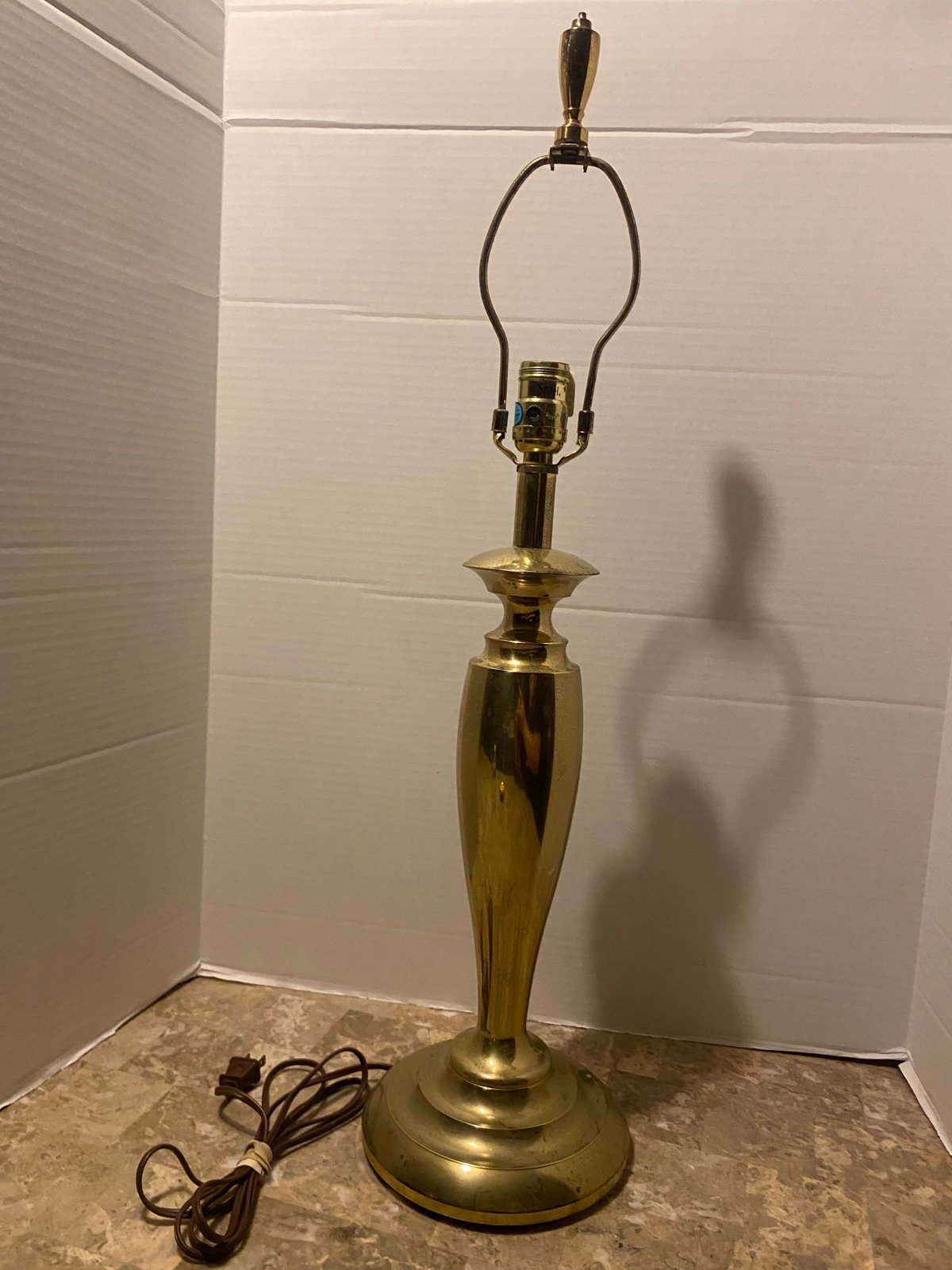 Vintage Stiffel Solid Brass Table Lamp MCM Harp 29 H. Has some wear see photos.