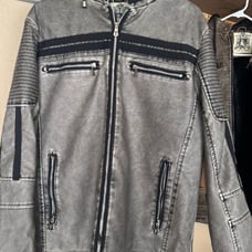 Bleu Grandeur - Gray Leather Jacket