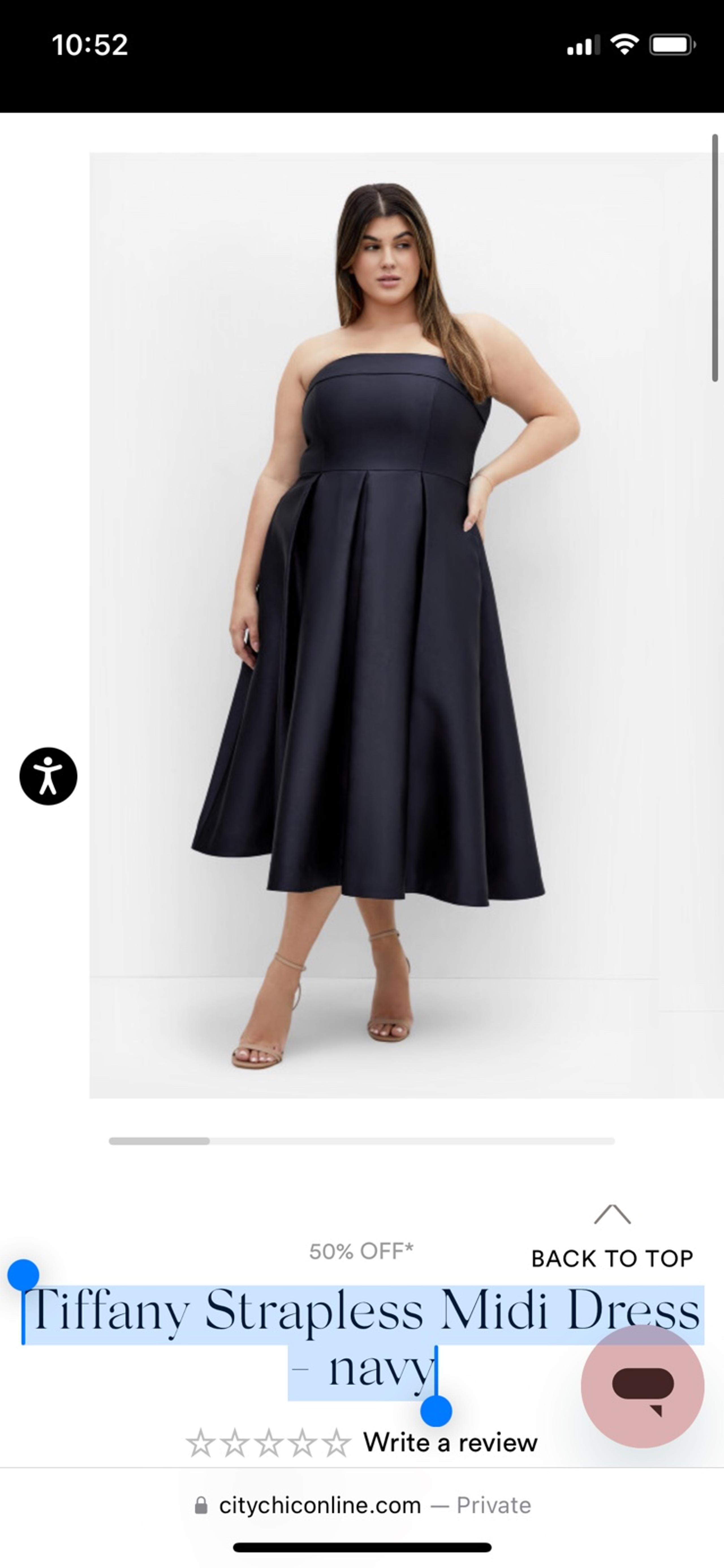 NEW! Tiffany Strapless Midi Dress in Navy~Size 14
