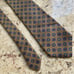 LIBERTY of London 100% Silk Mens Foulard Tie Tan Blue Red Gold EUC