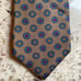 LIBERTY of London 100% Silk Mens Foulard Tie Tan Blue Red Gold EUC