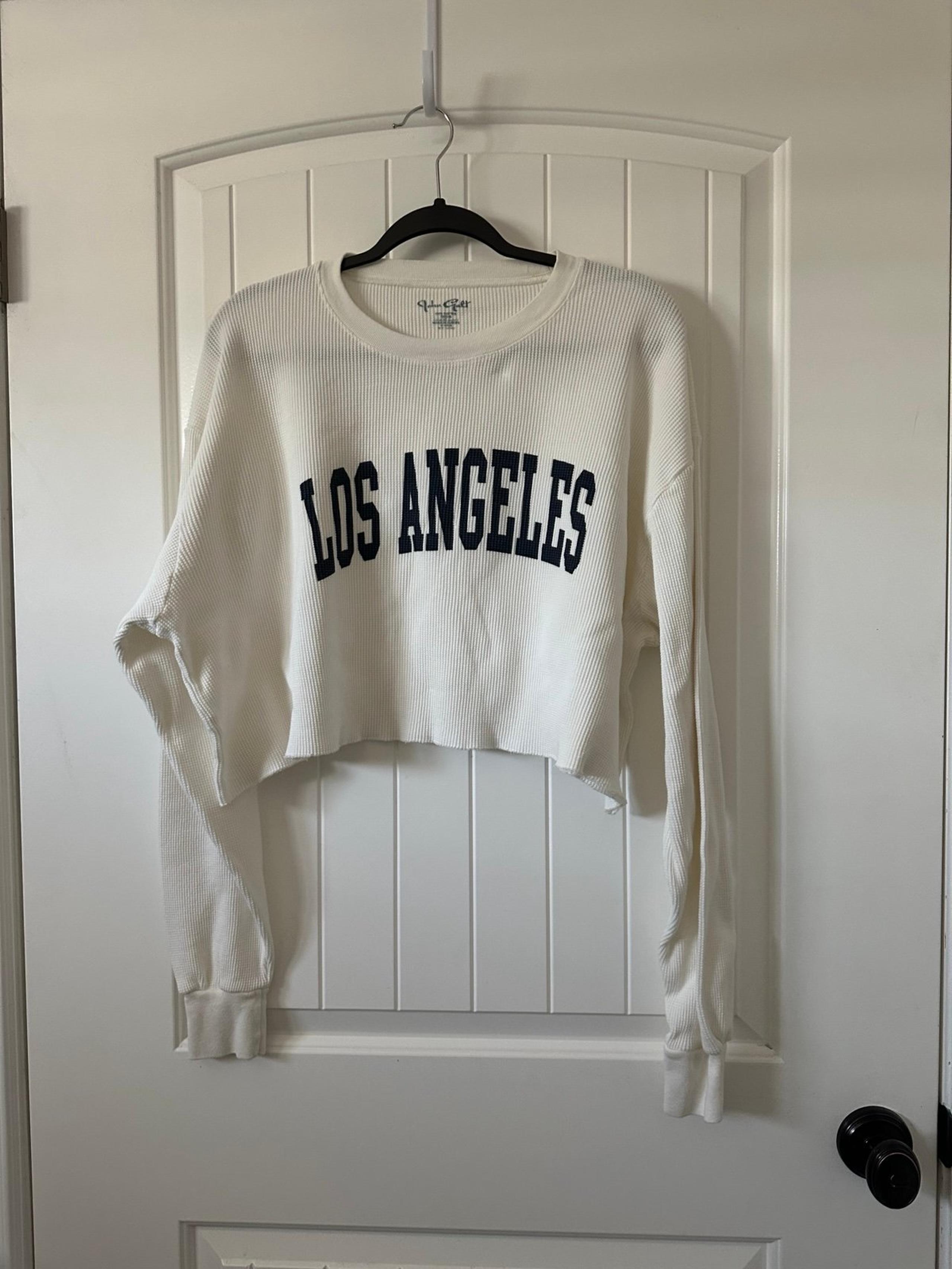 Brandy Melville John Galt Long Sleeve White Waffle Knit Top One Size Los Angeles