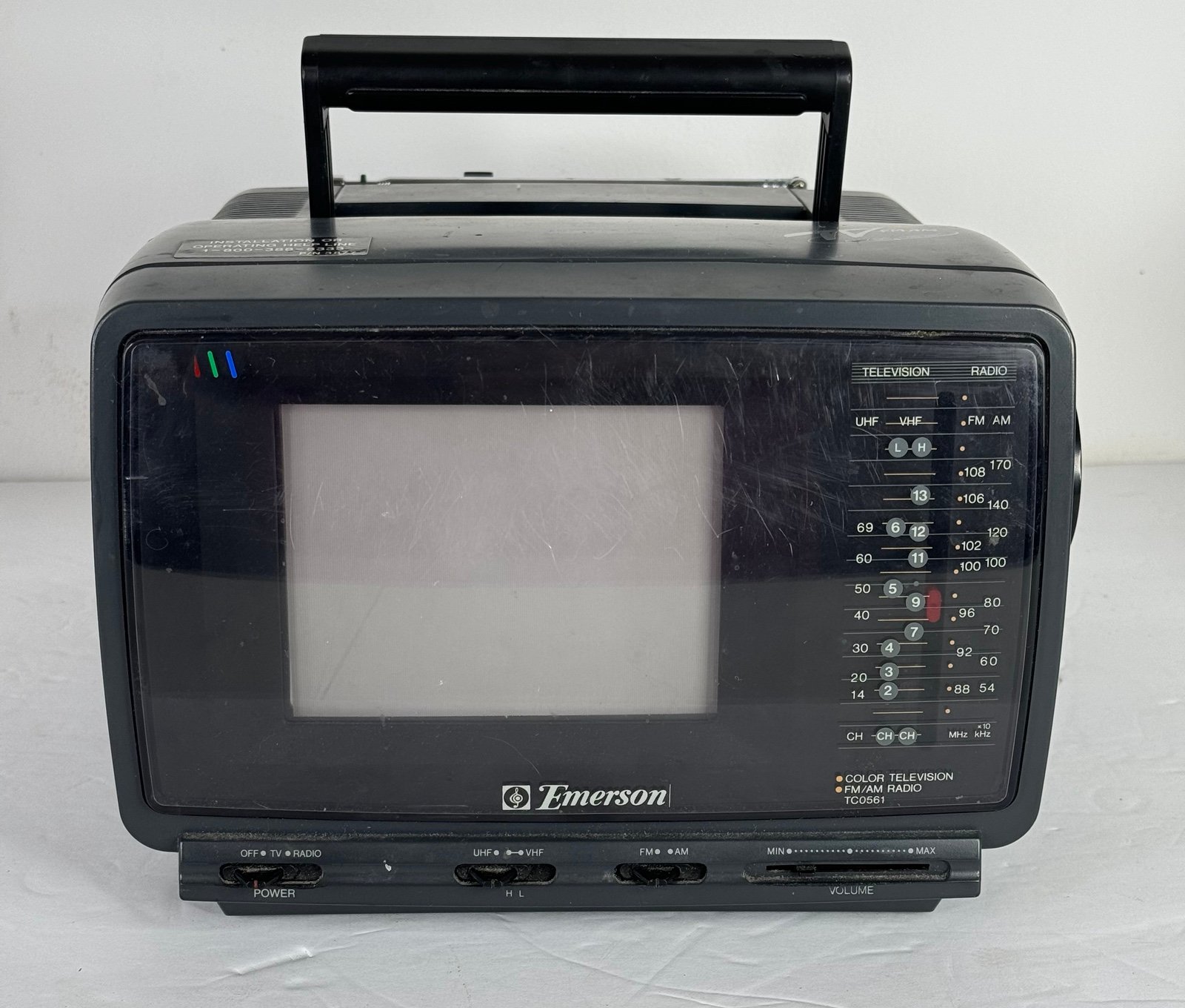 Emerson Portable TV AM/FM Radio AC/DC Model TC0561 Tested & Working
