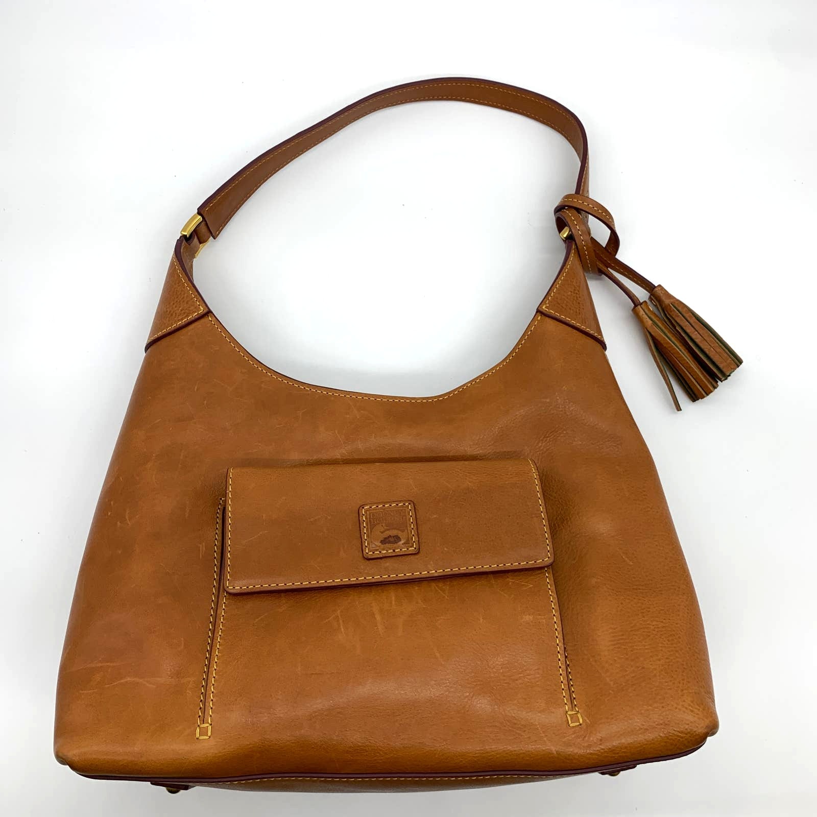 Dooney & Bourke Hobo Shoulder Bag Florentine Leather Womens Natural Purse