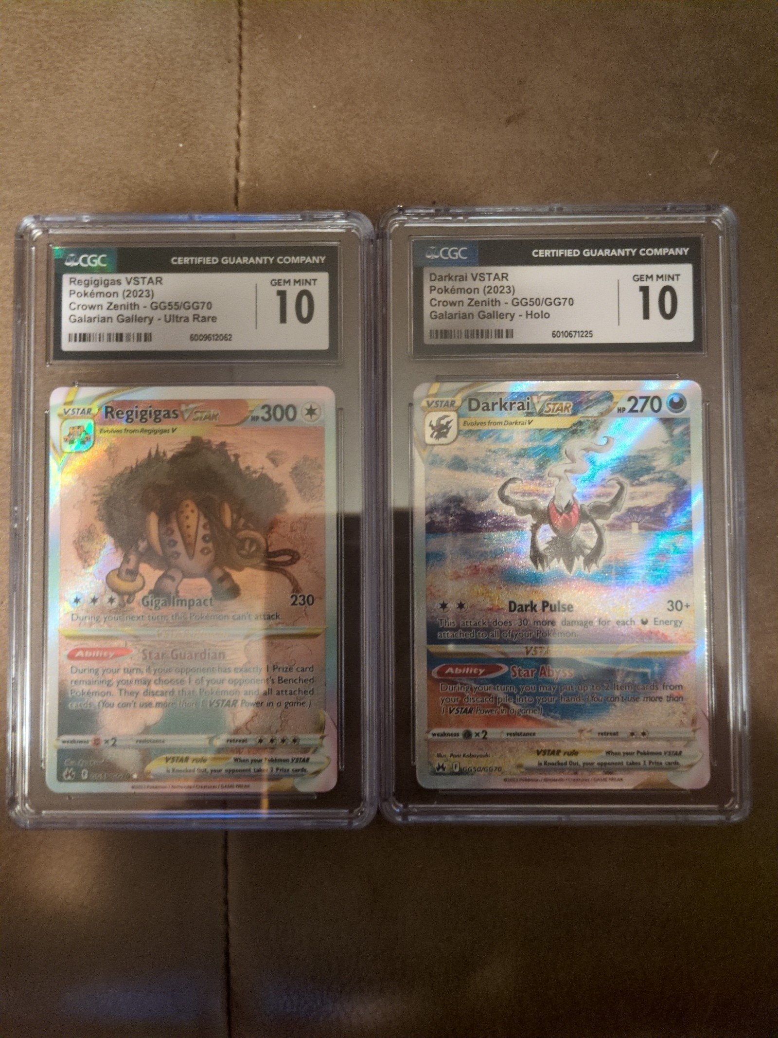 Lot of 2 CGC 10 | Regigigas Vstar+ Darkrai Vstar | Crown Zenith ||